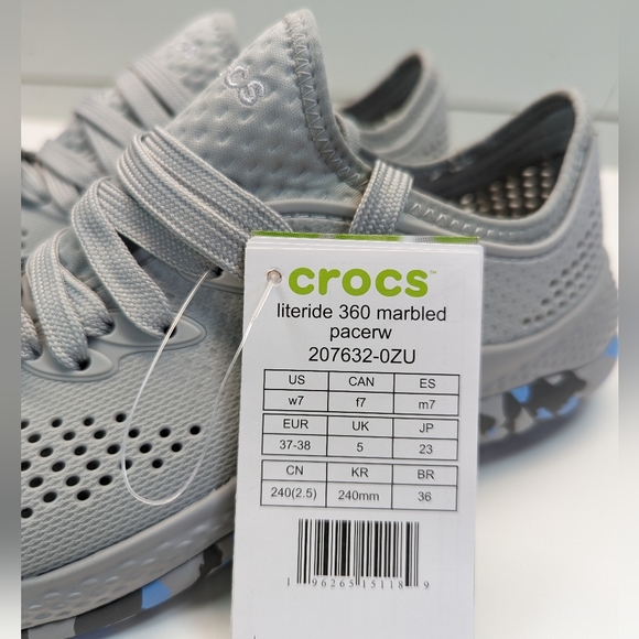 Crocs LiteRide 360 Marbled Pacerw Light Grey Oxygen Beach Water sneakers Women 7 - Picture 9 of 9